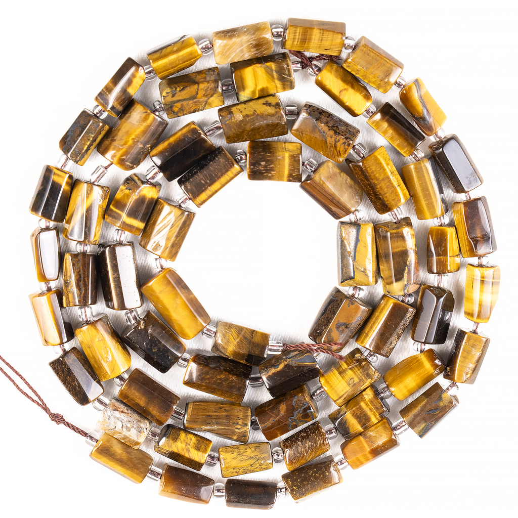 Tiger Eye Gemstone Pipe Bead, Crystal Healing Tube Beads.