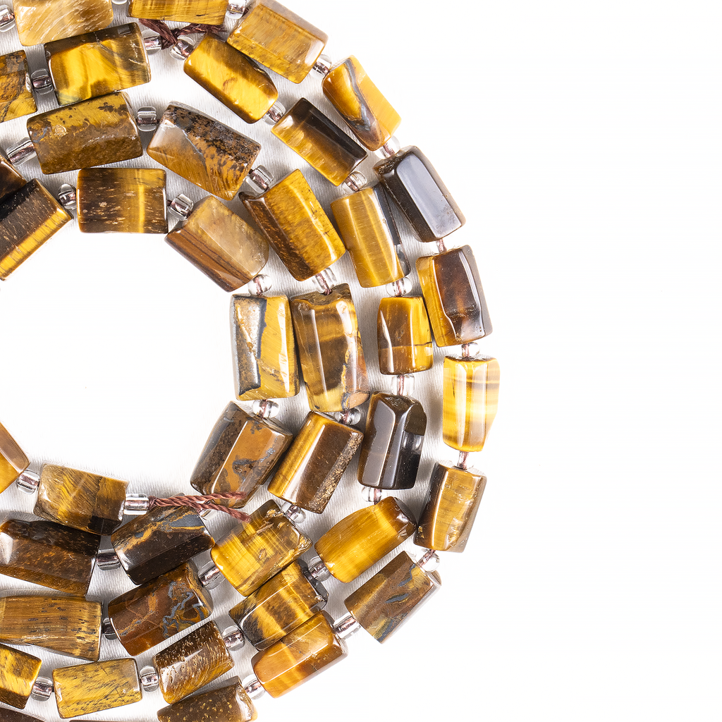 Tiger Eye Gemstone Pipe Bead, Crystal Healing Tube Beads.