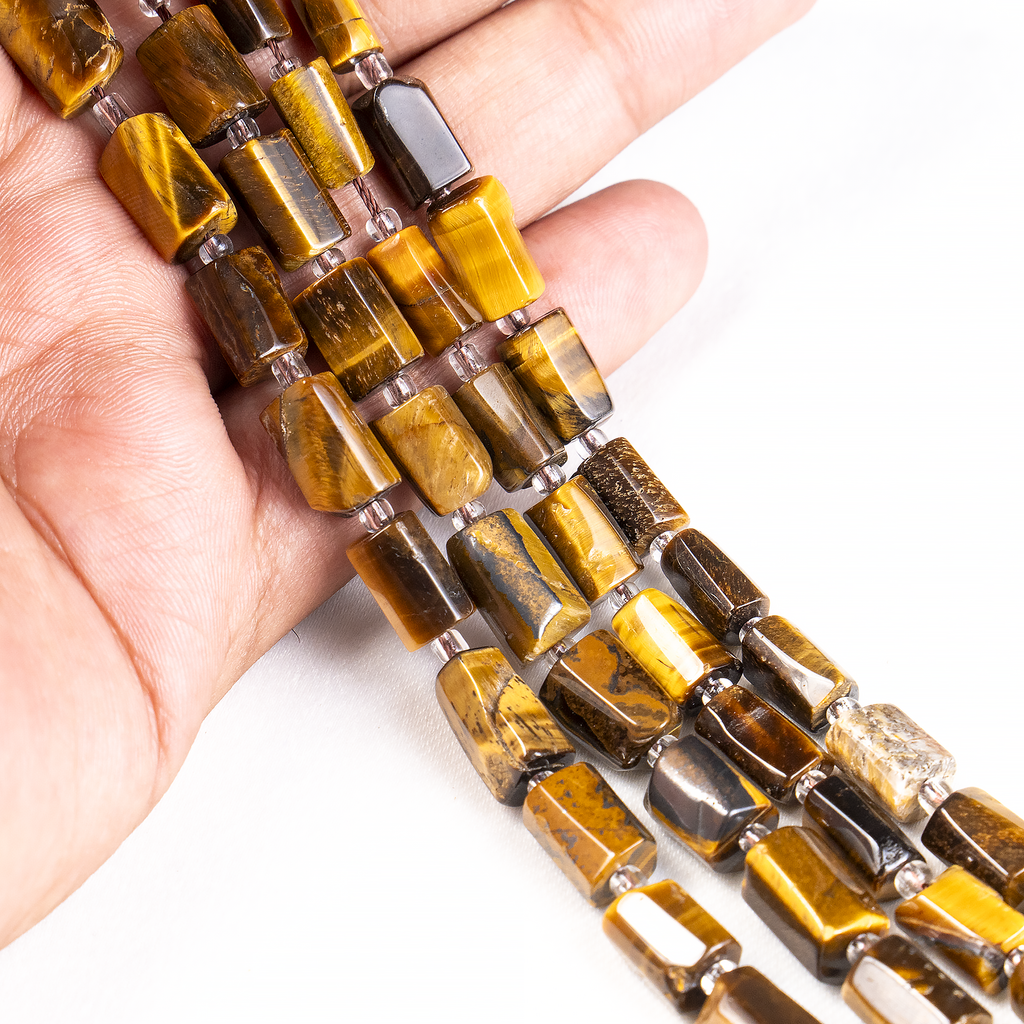 Tiger Eye Gemstone Pipe Bead, Crystal Healing Tube Beads.