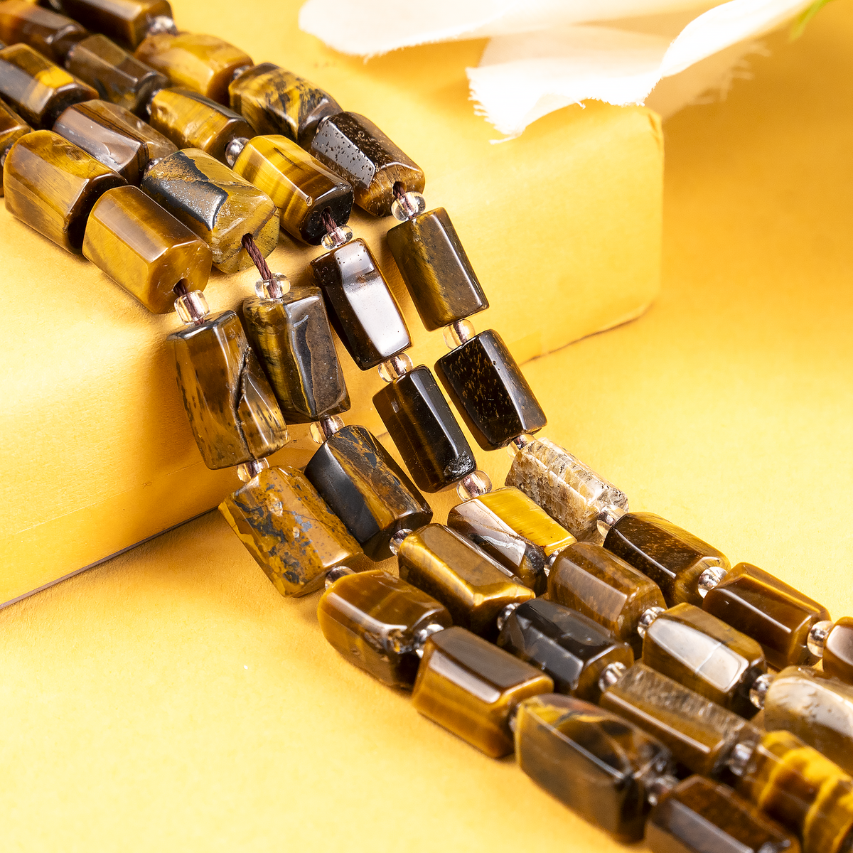 Tiger Eye Gemstone Pipe Bead, Crystal Healing Tube Beads.