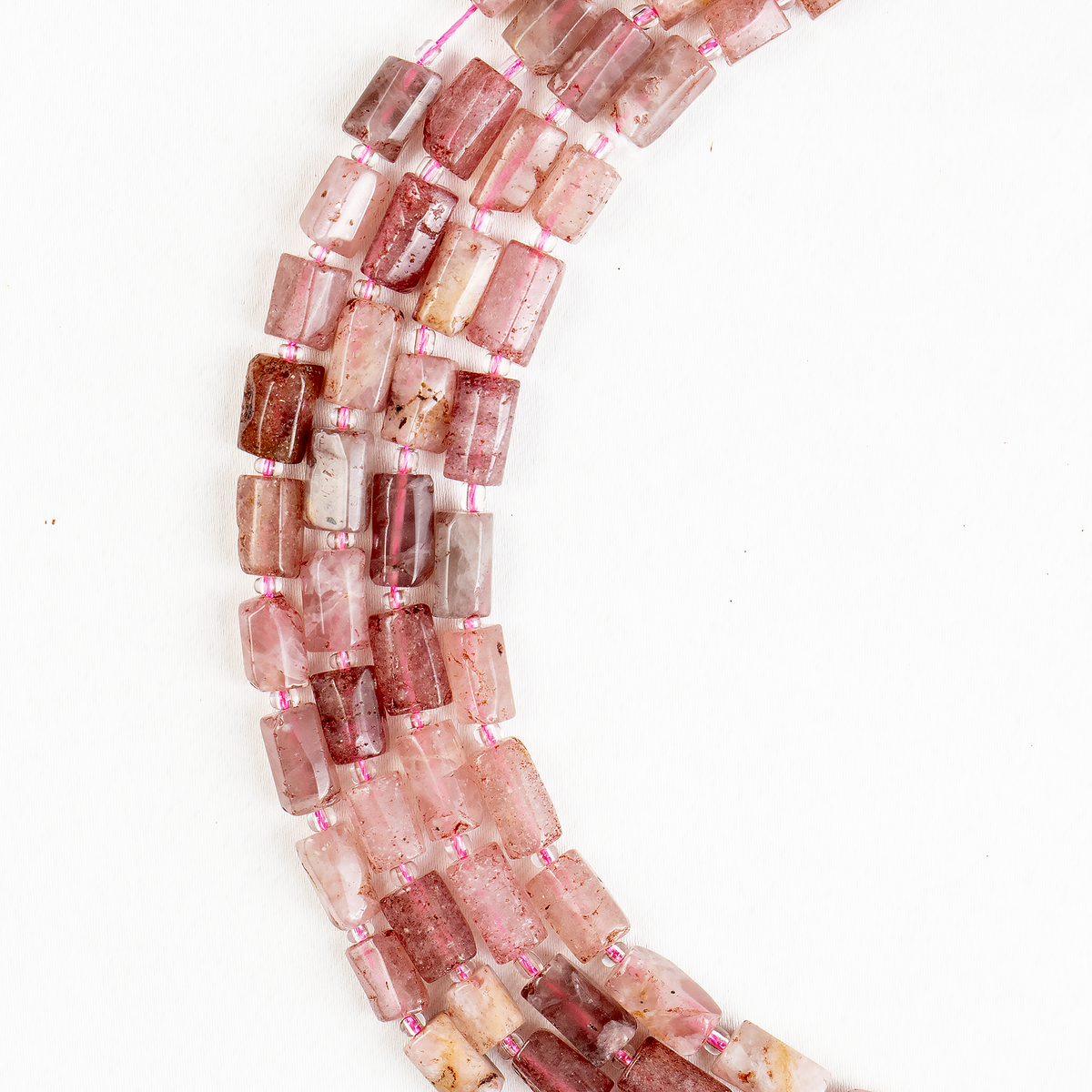 Strawberry Quartz  Gemstone Pipe Bead, Crystal Healing Tube Beads.