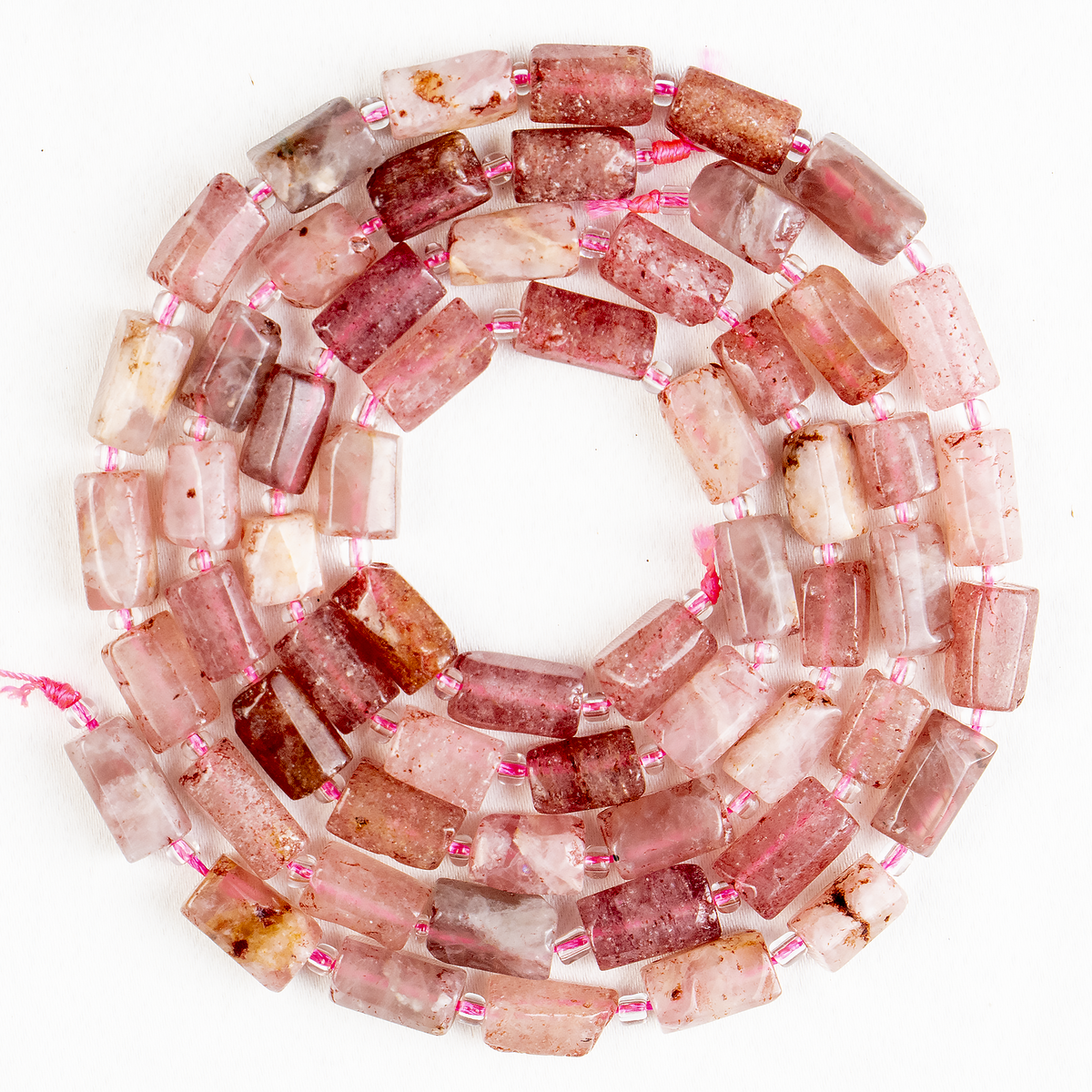 Strawberry Quartz  Gemstone Pipe Bead, Crystal Healing Tube Beads.