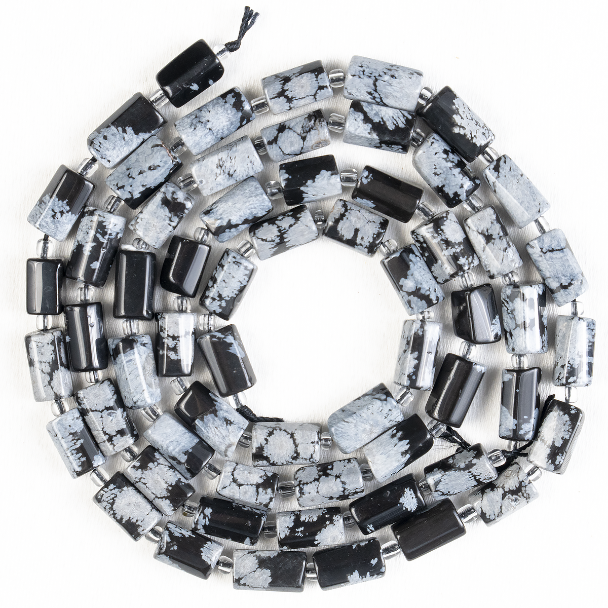 Snowflkae Obsidian  Gemstone Pipe Bead, Crystal Healing Tube Beads.