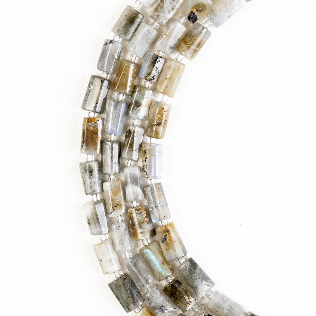 Labradorite Gemstone Pipe Bead, Crystal Healing Tube Beads.