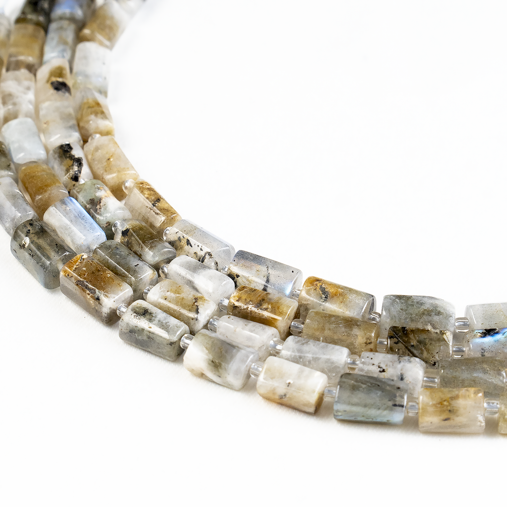 Labradorite Gemstone Pipe Bead, Crystal Healing Tube Beads.