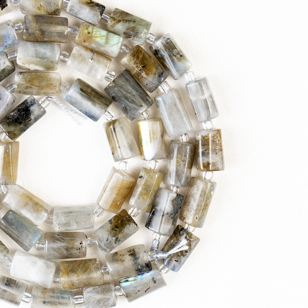 Labradorite Gemstone Pipe Bead, Crystal Healing Tube Beads.