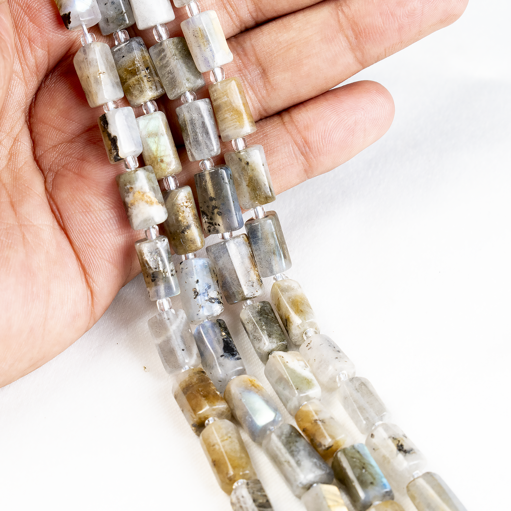 Labradorite Gemstone Pipe Bead, Crystal Healing Tube Beads.