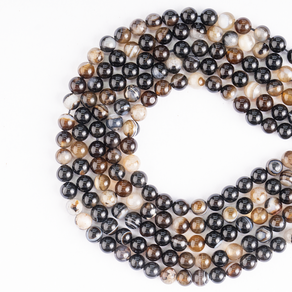 Black Sulemani Agate Beads, Natural Round Crystal Beads 6mm to 12mm | Beads | Wiccan Center