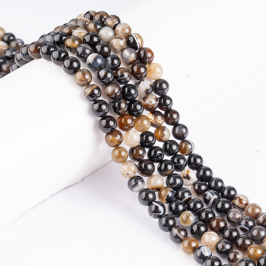 Black Sulemani Agate Beads, Natural Round Crystal Beads 6mm to 12mm | Beads | Wiccan Center