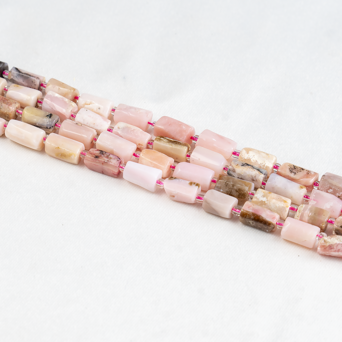 Pink Opal Gemstone Pipe Bead, Crystal Healing Tube Beads.