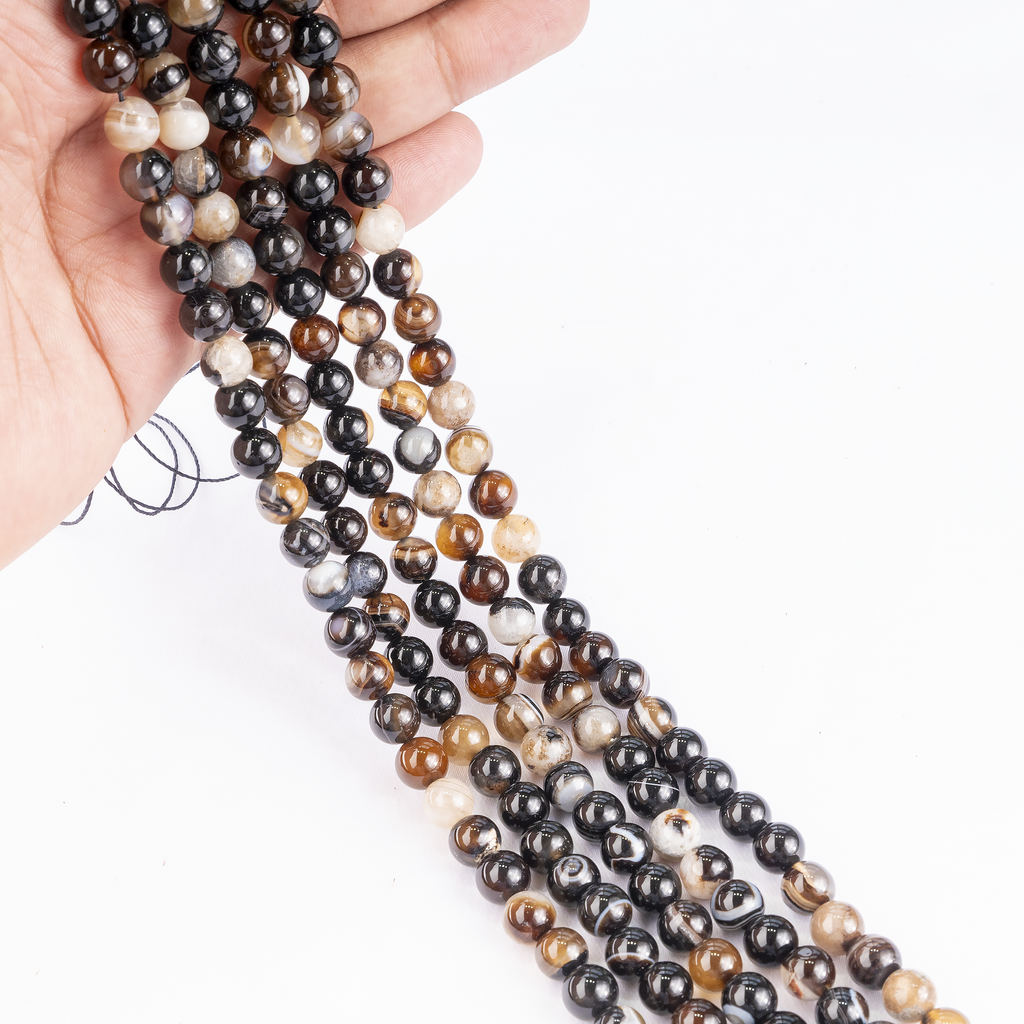Black Sulemani Agate Beads, Natural Round Crystal Beads 6mm to 12mm | Beads | Wiccan Center