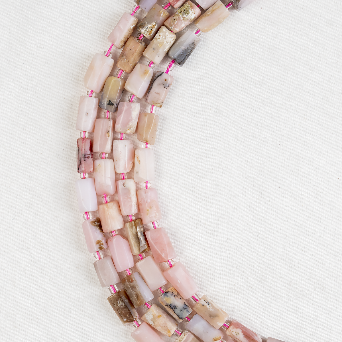 Pink Opal Gemstone Pipe Bead, Crystal Healing Tube Beads.