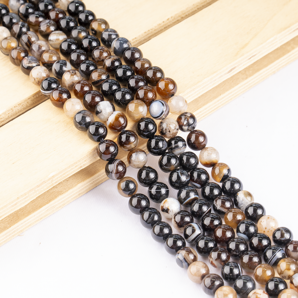 Black Sulemani Agate Beads, Natural Round Crystal Beads 6mm to 12mm | Beads | Wiccan Center