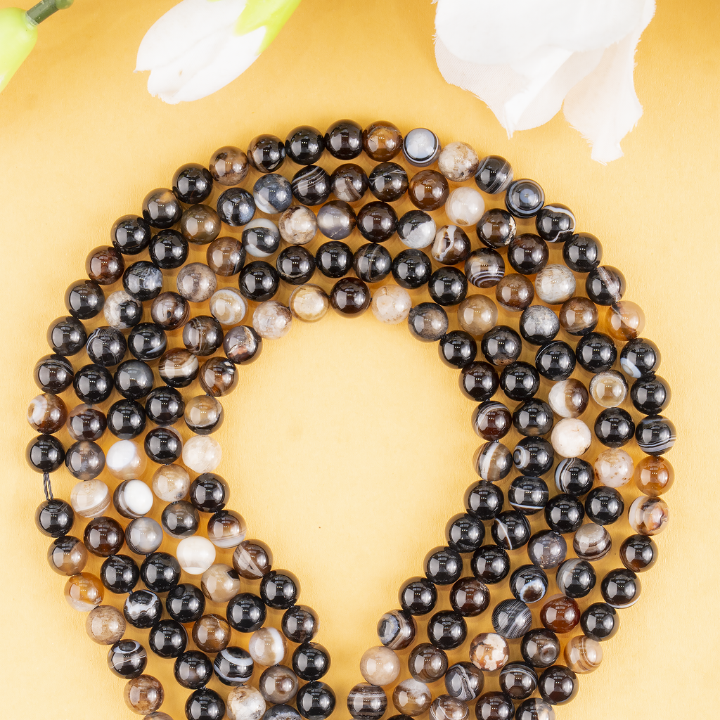 Black Sulemani Agate Beads, Natural Round Crystal Beads 6mm to 12mm | Beads | Wiccan Center
