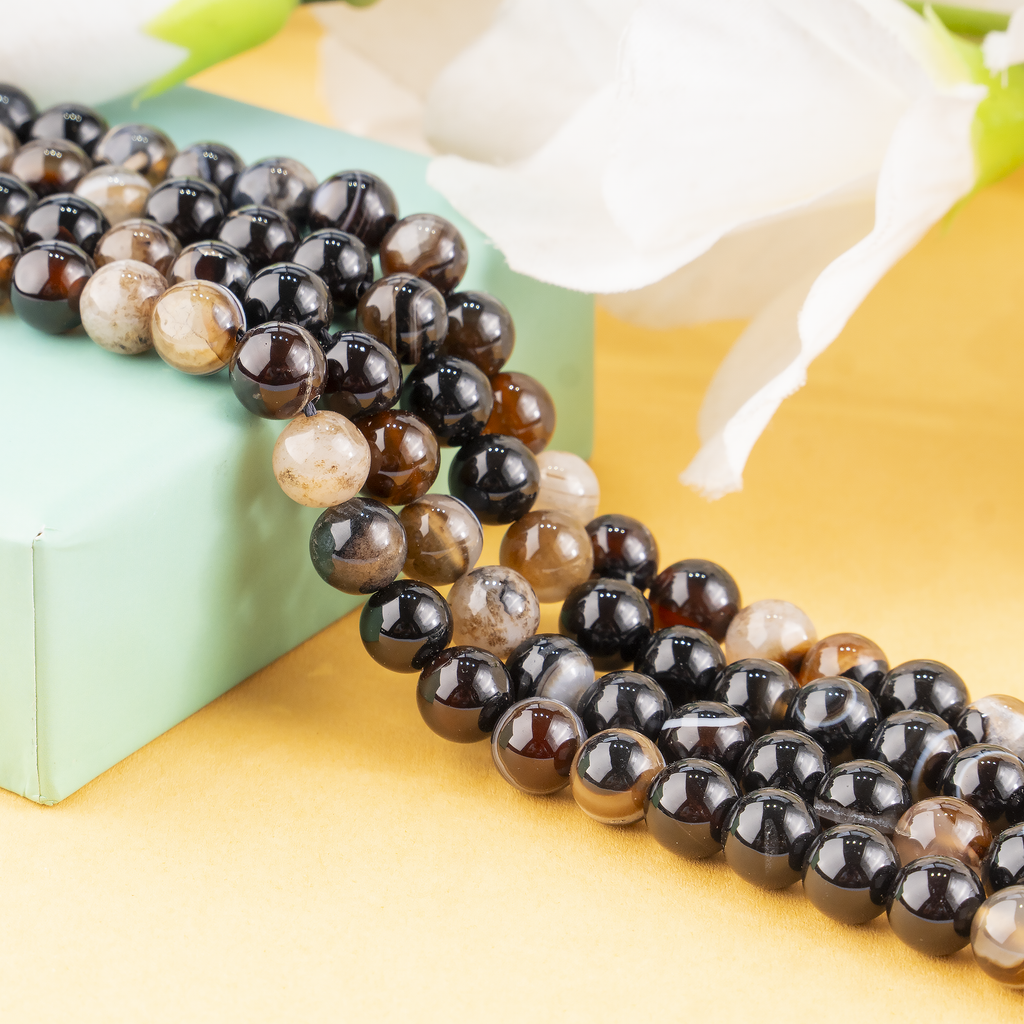 Black Sulemani Agate Beads, Natural Round Crystal Beads 6mm to 12mm | Beads | Wiccan Center