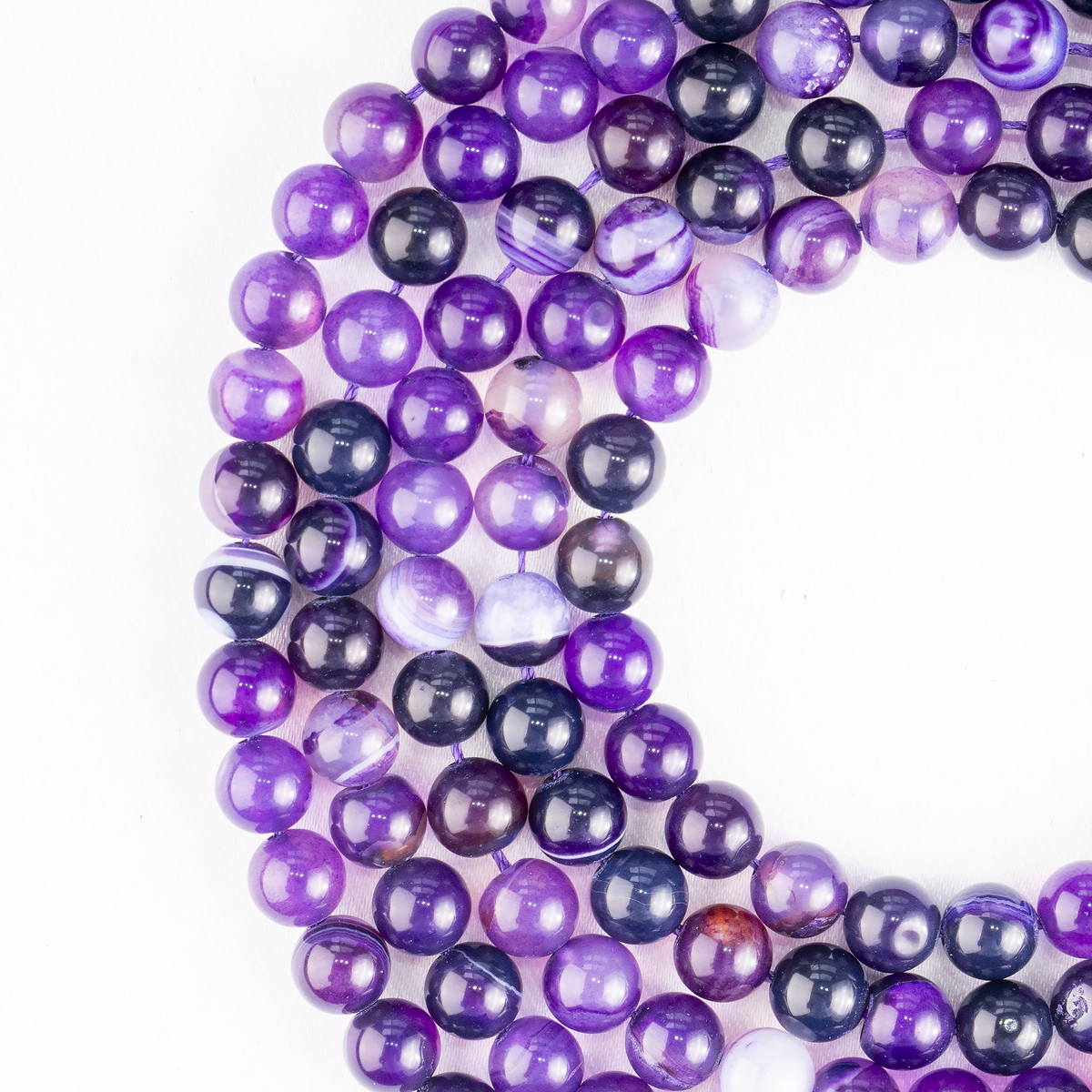 Purple Banded Agate Beads, Natural Crystal Round Beads 6mm to 10mm | Beads | Wiccan Center