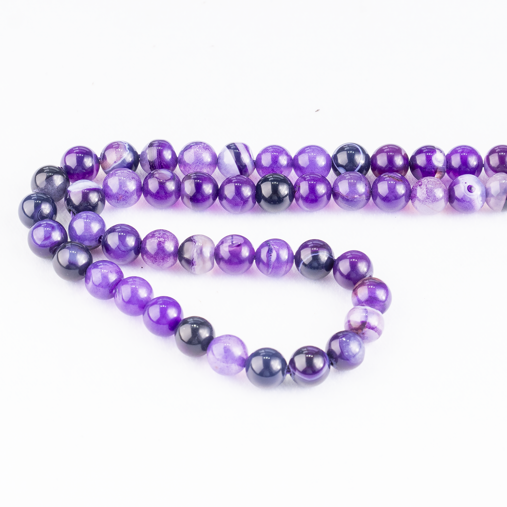 Purple Banded Agate Beads, Natural Crystal Round Beads 6mm to 10mm | Beads | Wiccan Center