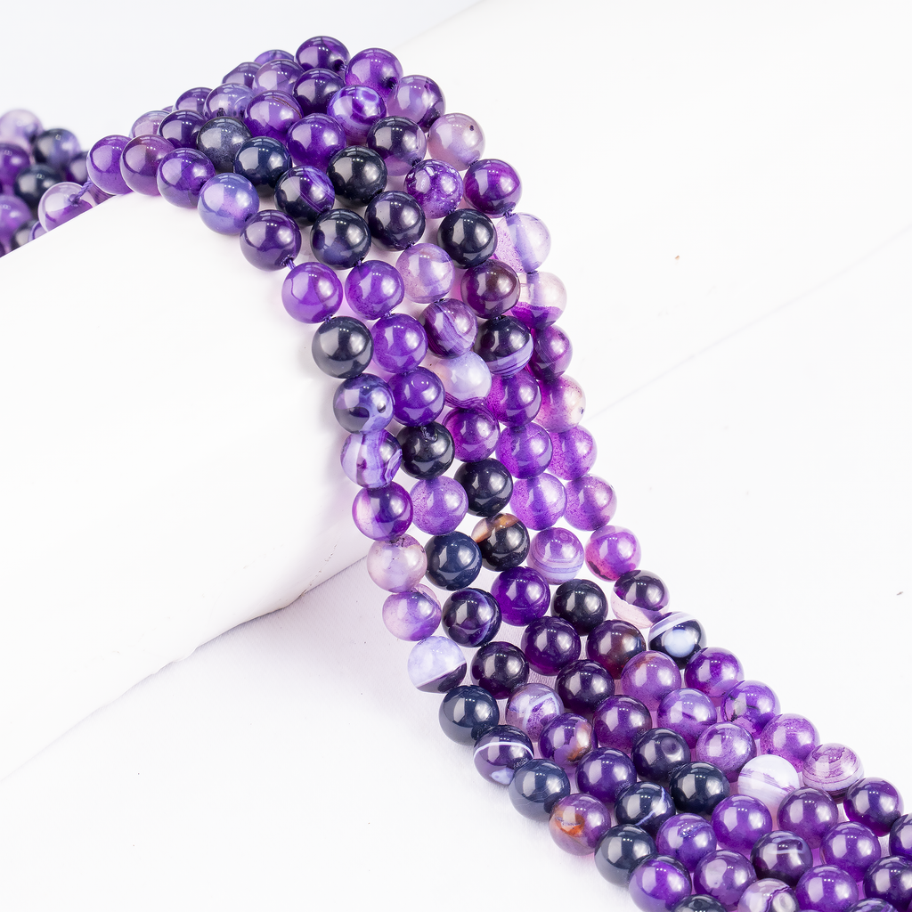 Purple Banded Agate Beads, Natural Crystal Round Beads 6mm to 10mm | Beads | Wiccan Center