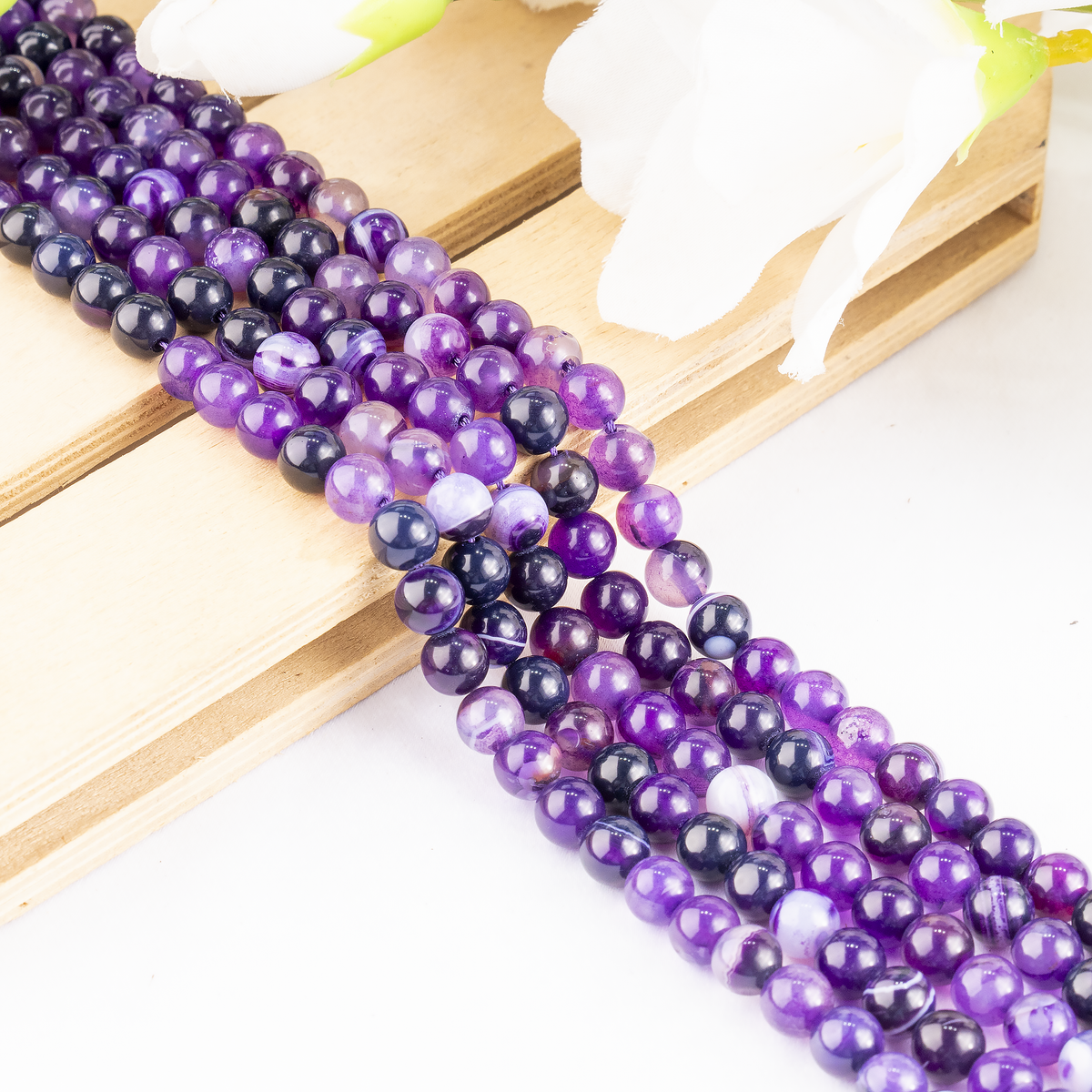 Purple Banded Agate Beads, Natural Crystal Round Beads 6mm to 10mm | Beads | Wiccan Center