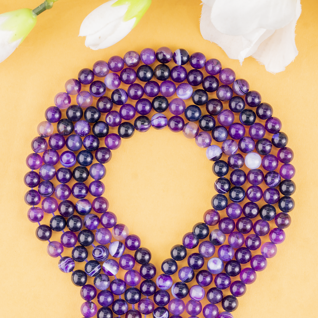 Purple Banded Agate Beads, Natural Crystal Round Beads 6mm to 10mm | Beads | Wiccan Center