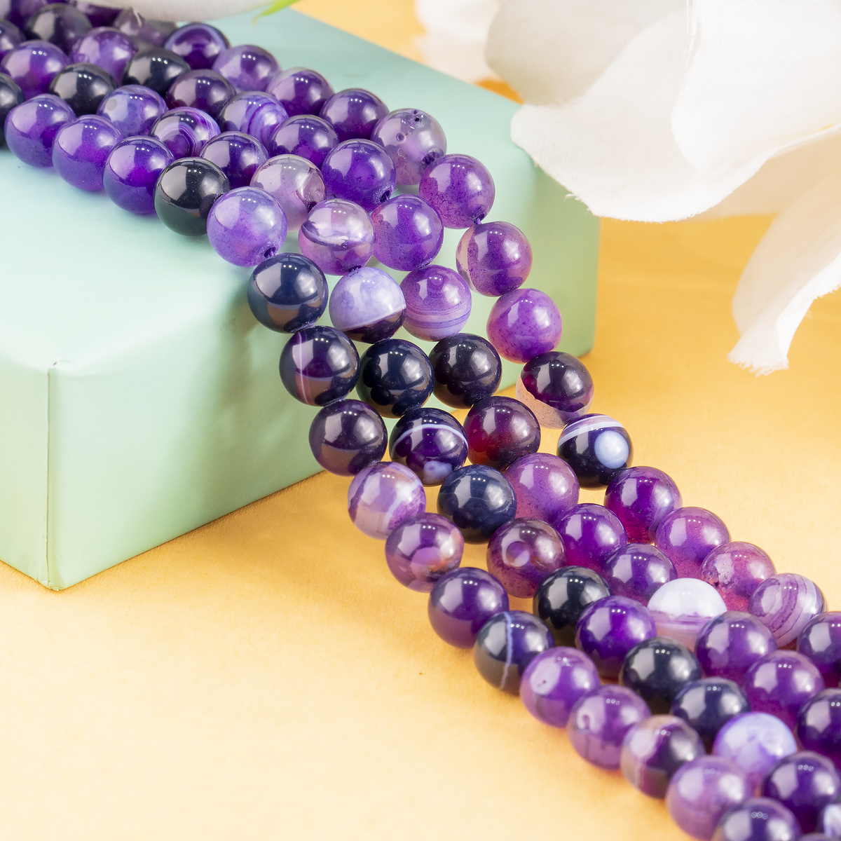 Purple Banded Agate Beads, Natural Crystal Round Beads 6mm to 10mm | Beads | Wiccan Center