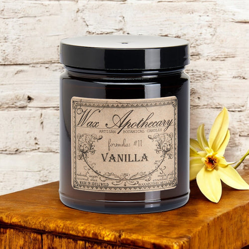 6 oz Botanical Candle in Amber Glass Jar - Vanilla | Candle | Wiccan Center