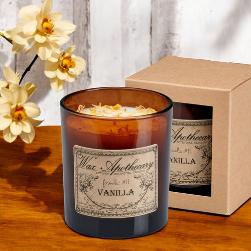 9 oz Vanilla Artisan Amber Glass Candle | Candle | Wiccan Center