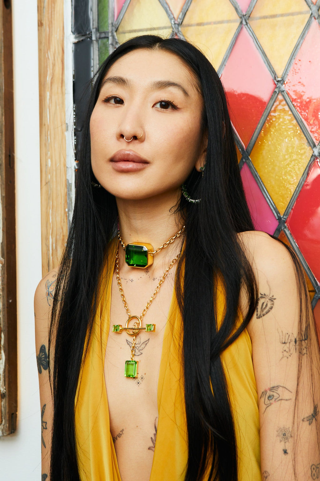 Square Goliath Choker in Green Envy (Gold) | Jewelry | Wiccan Center