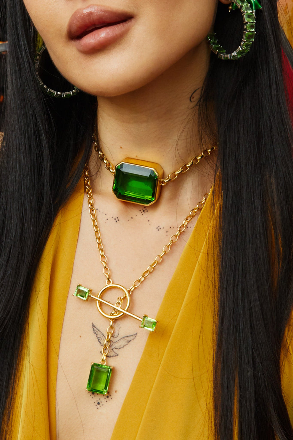 Square Goliath Choker in Green Envy (Gold) | Jewelry | Wiccan Center