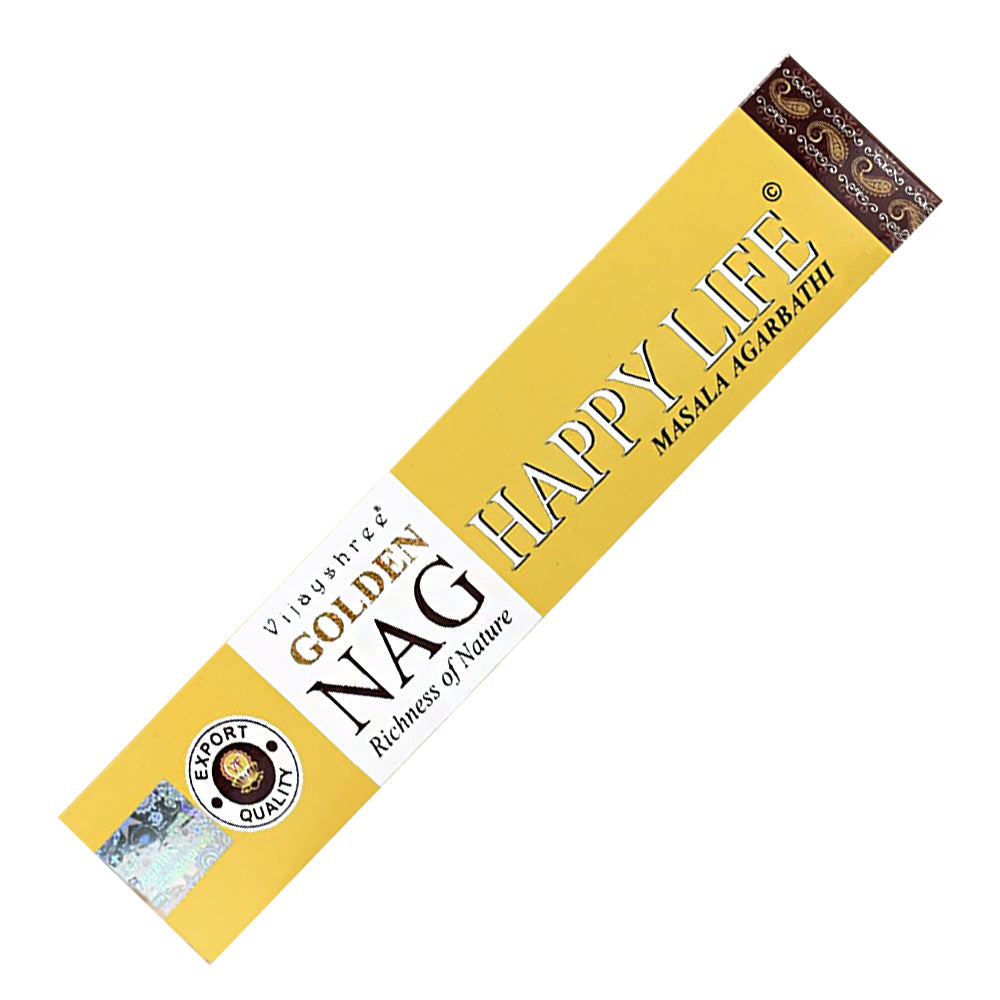 Vijayshree Golden Nag - Happy Life Incense Sticks | Incense | Wiccan Center