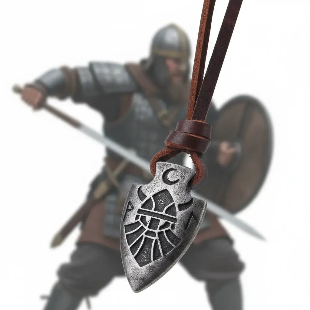 Viking Dragon Spear Stainless Steel Pendant Necklace for Men – Leather Chain Gift Box Set