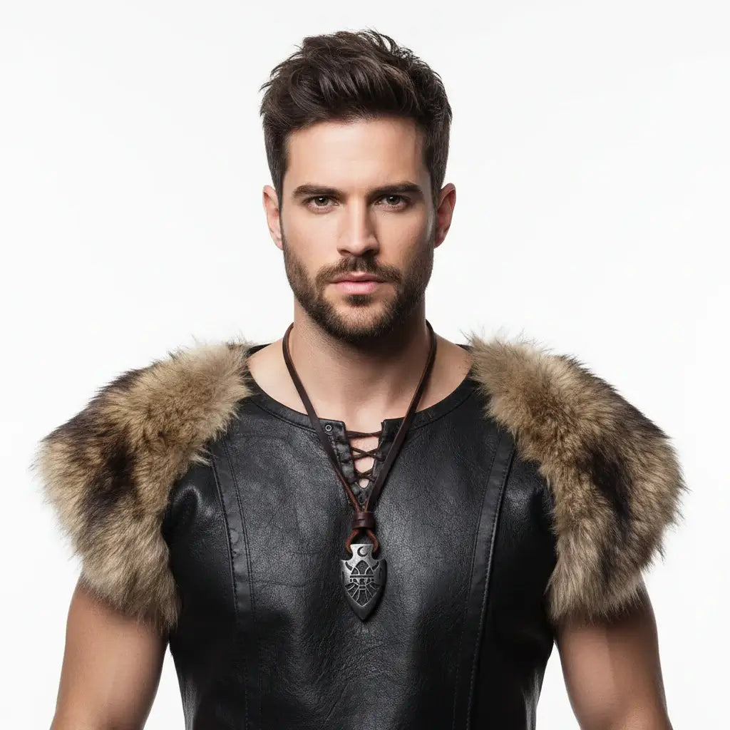 Viking Dragon Spear Stainless Steel Pendant Necklace for Men – Leather Chain Gift Box Set