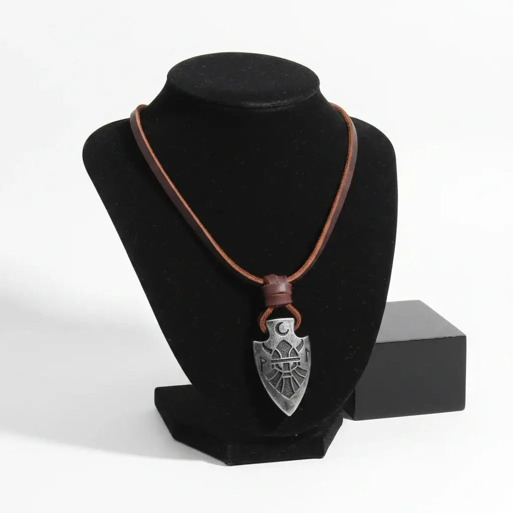 Viking Dragon Spear Stainless Steel Pendant Necklace for Men – Leather Chain Gift Box Set