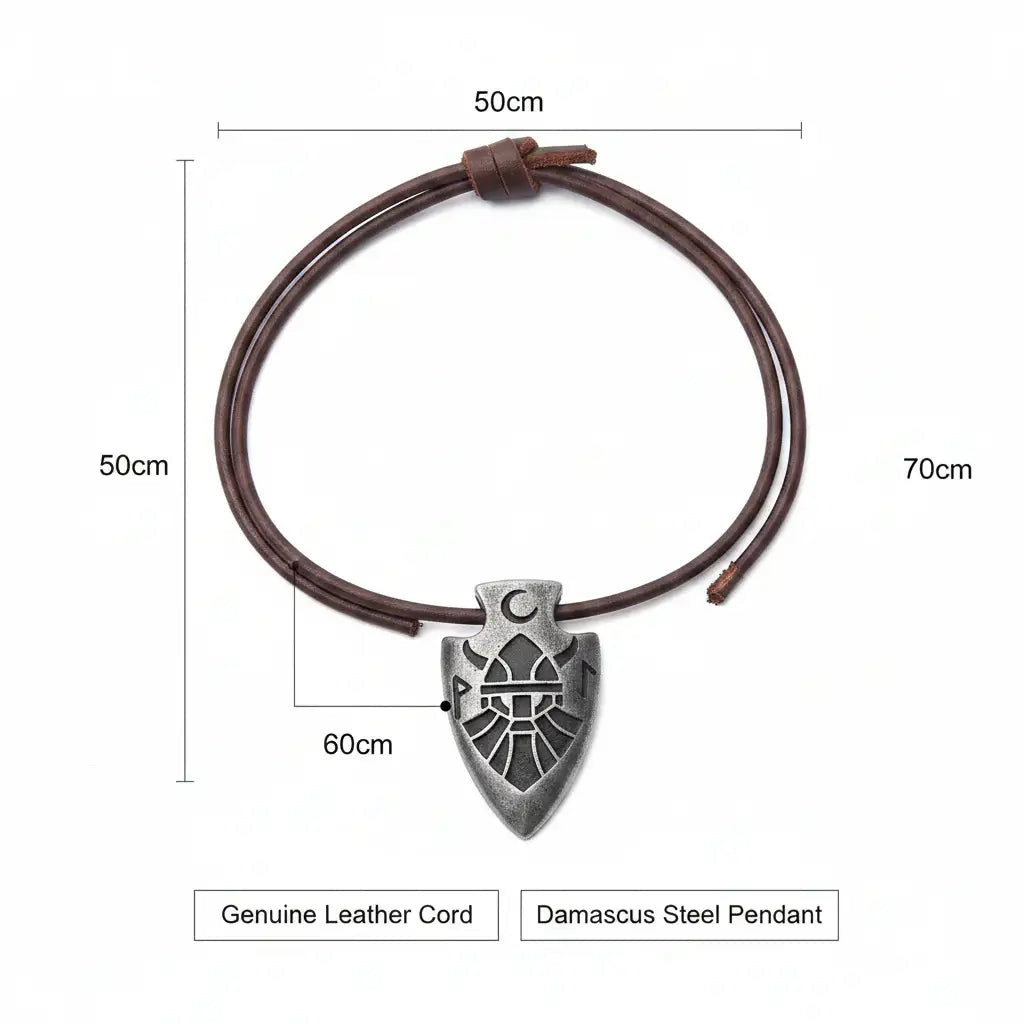 Viking Dragon Spear Stainless Steel Pendant Necklace for Men – Leather Chain Gift Box Set