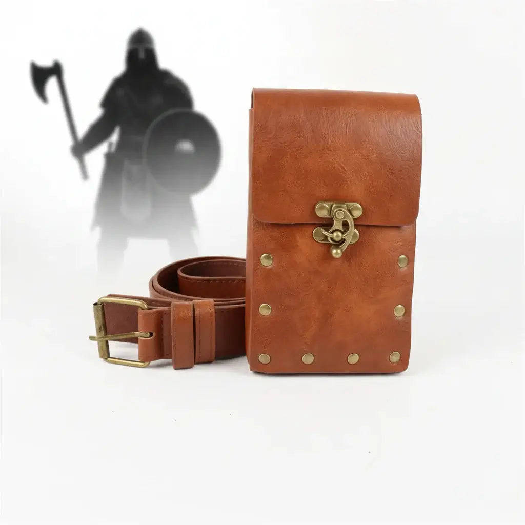 Viking Knight Cosplay Belt Scabbard Waist Bag Medieval Renaissance Costume Faux Leather Harness for Men Women