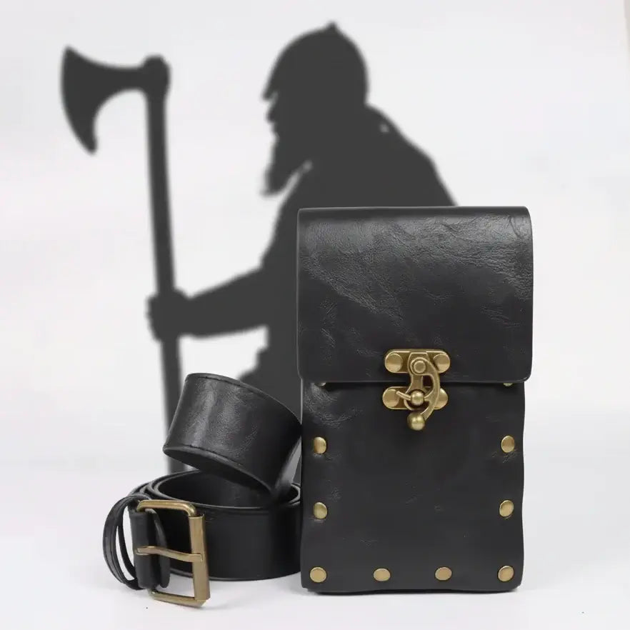 Viking Knight Cosplay Belt Scabbard Waist Bag Medieval Renaissance Costume Faux Leather Harness for Men Women