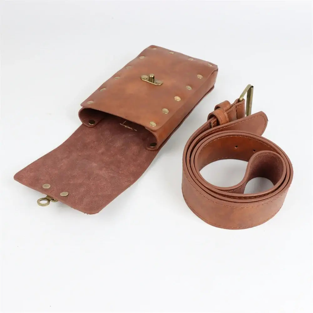 Viking Knight Cosplay Belt Scabbard Waist Bag Medieval Renaissance Costume Faux Leather Harness for Men Women