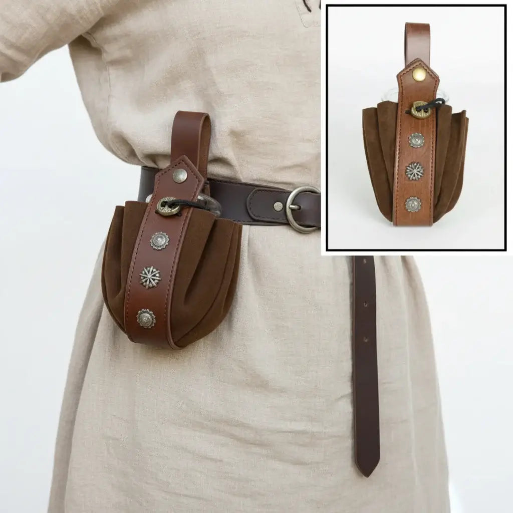 Viking Medieval Belt Pouch Retro Waist Bag Faux Leather Coin Purse Hanging Belt Bag for Men Women