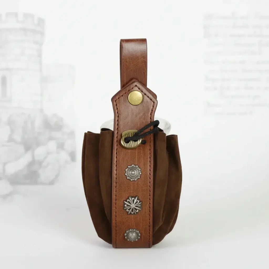 Viking Medieval Belt Pouch Retro Waist Bag Faux Leather Coin Purse Hanging Belt Bag for Men Women