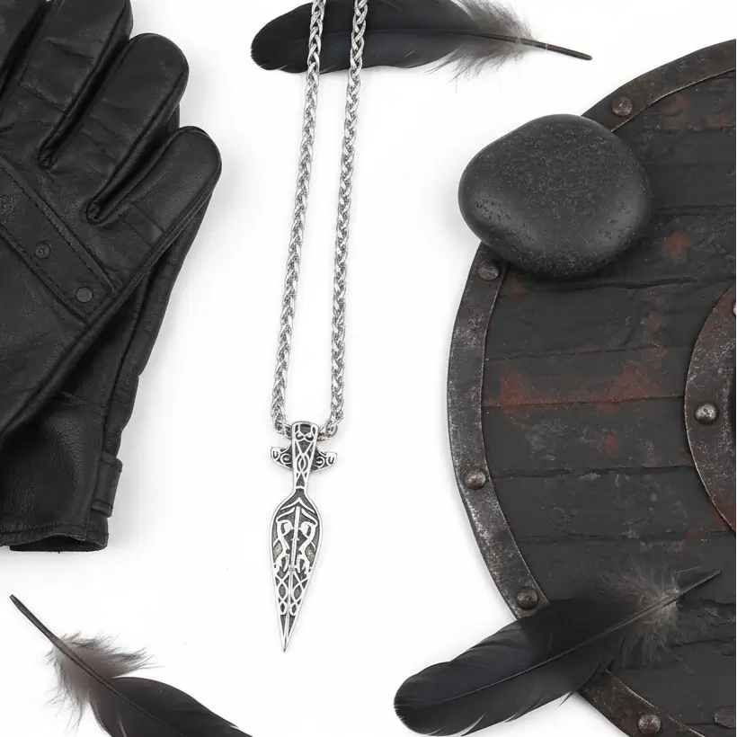 Viking sword pendant necklace for Men Norse Warrior Gift Set