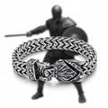 Viking Wolf Head Bracelet – Stainless Steel Biker Chain Bracelet for Men