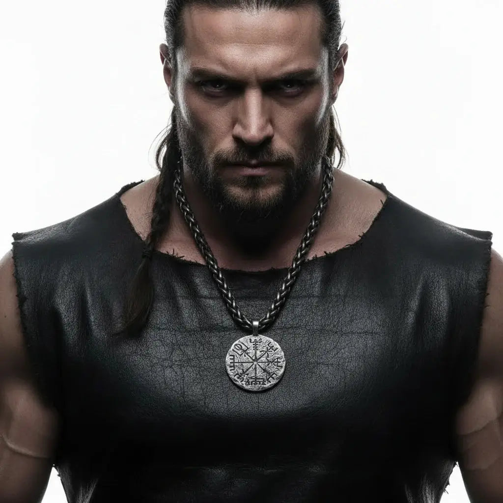 Viking rune compass necklace Norse Rune Compass Pendant for Men