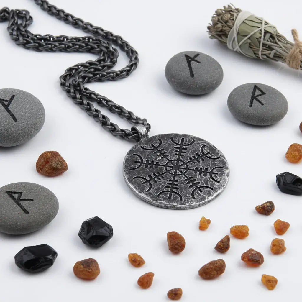 Viking rune compass necklace Norse Rune Compass Pendant for Men