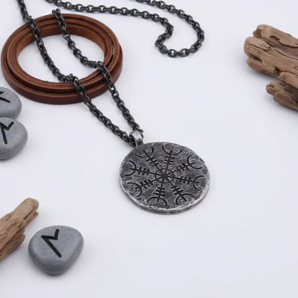 Viking rune compass necklace Norse Rune Compass Pendant for Men