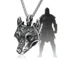 Viking wolf head pendant necklace – Norse Viking Titanium Steel Chain