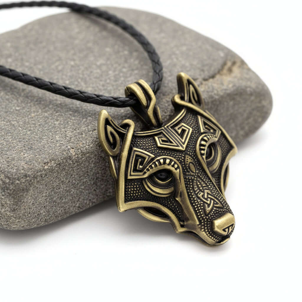 Viking wolf head pendant necklace – Norse Viking Titanium Steel Chain