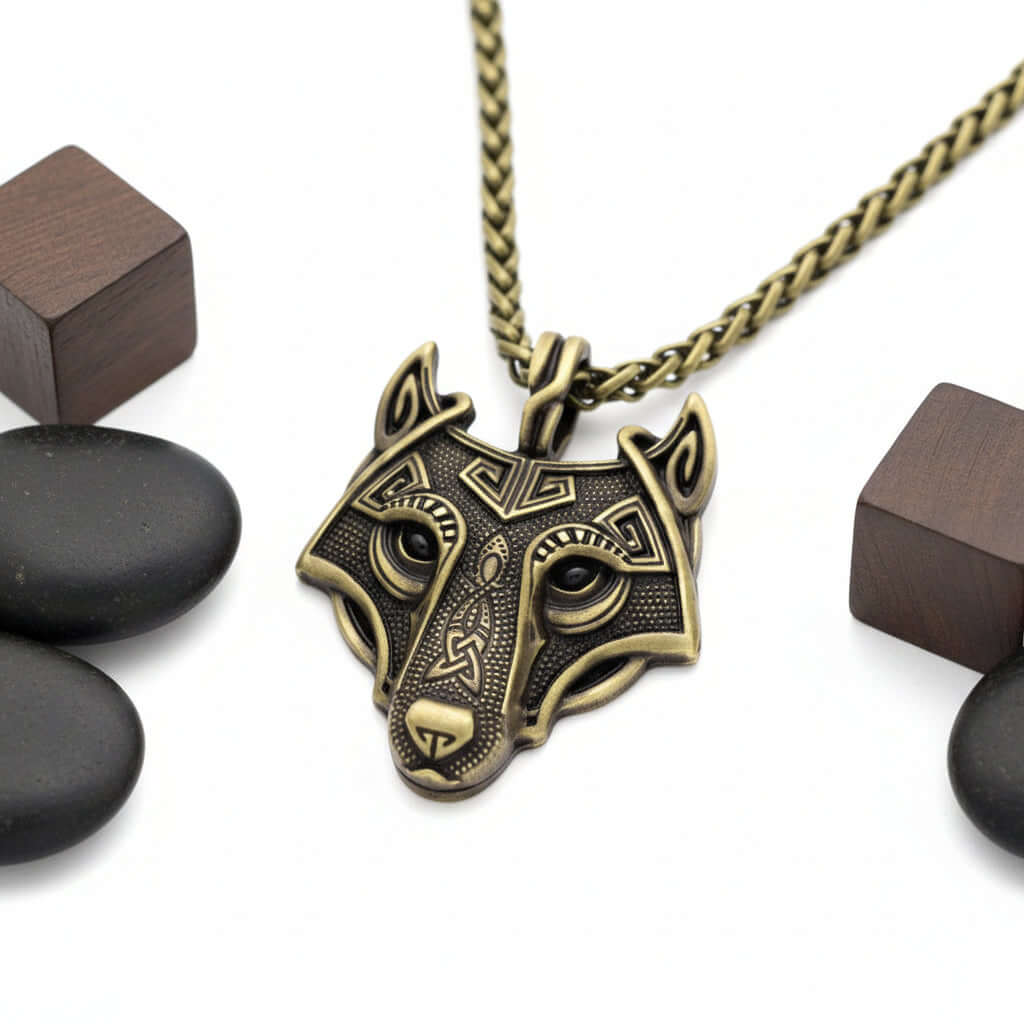 Viking wolf head pendant necklace – Norse Viking Titanium Steel Chain
