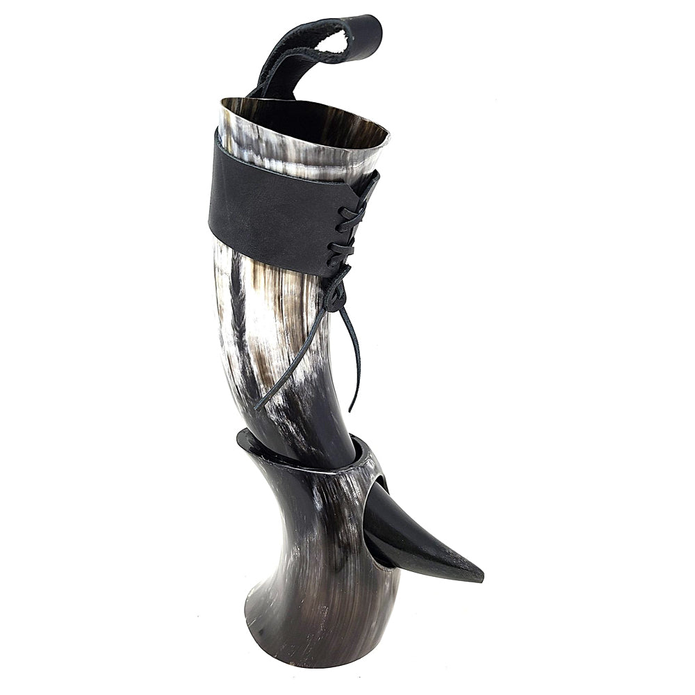 Authentic Medieval Viking Drinking Horn with Stand