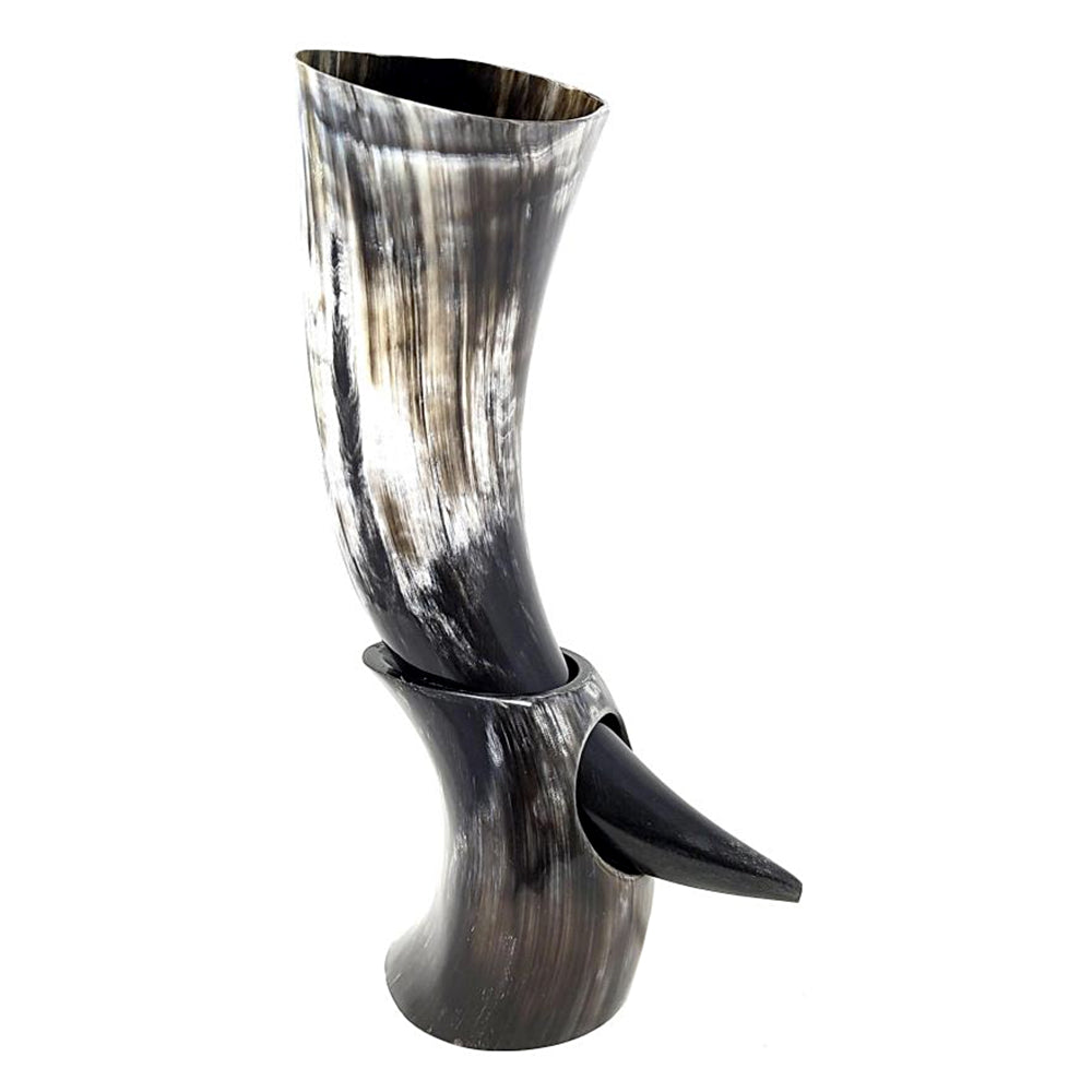 Authentic Medieval Viking Drinking Horn with Stand