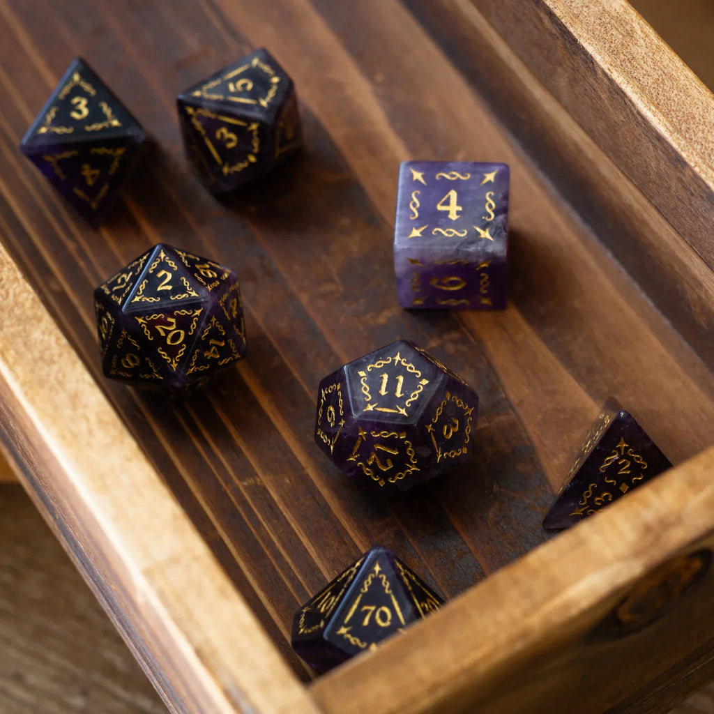 Vine Spike Gemstone Purple Amethyst DND Dice Set | Gemstone Dice | Wiccan Center